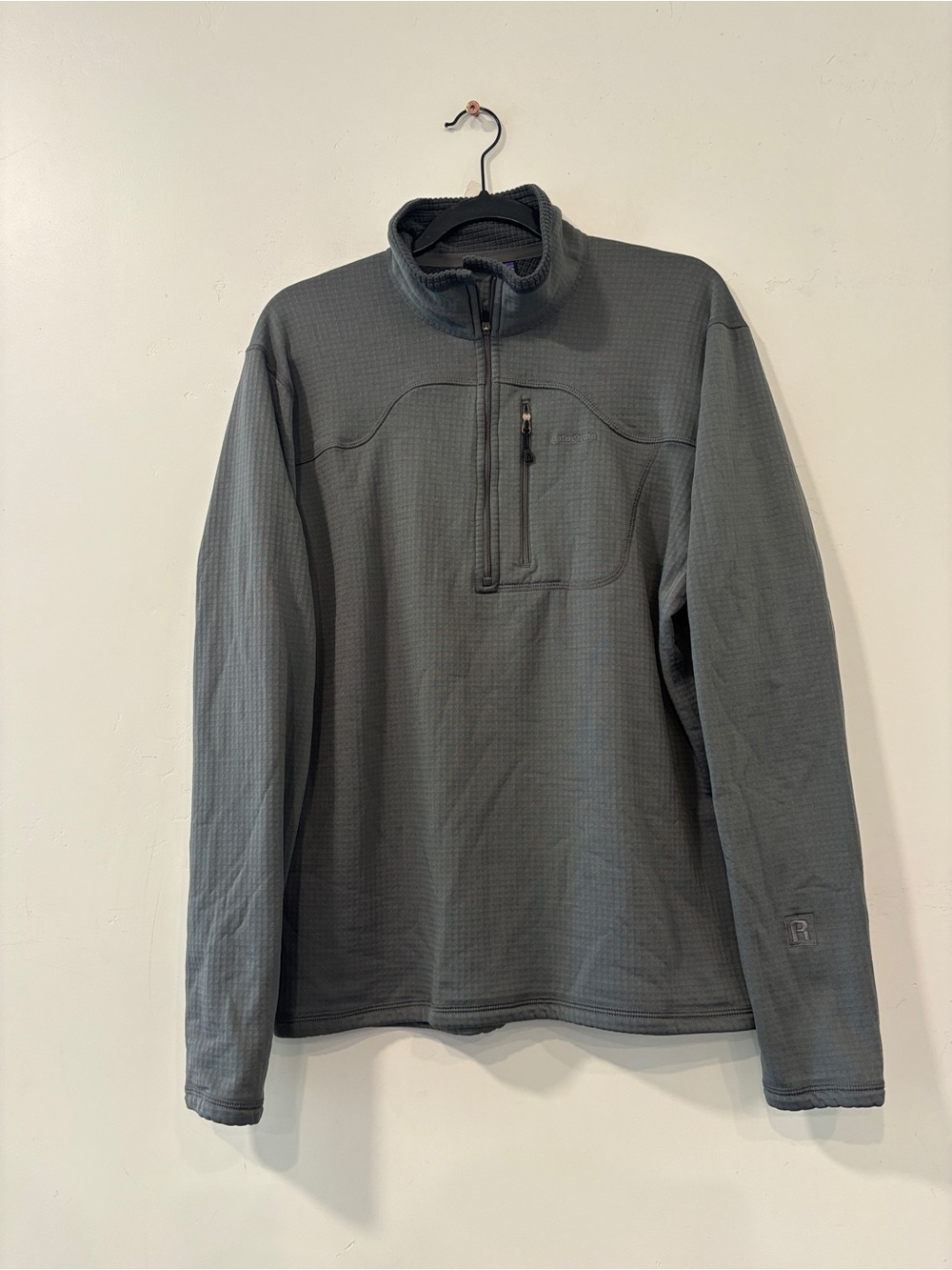 Patagonia R1 Grid Fleece 1/4 Zip Pullover Sweater Jacket Gray Men's Size Large